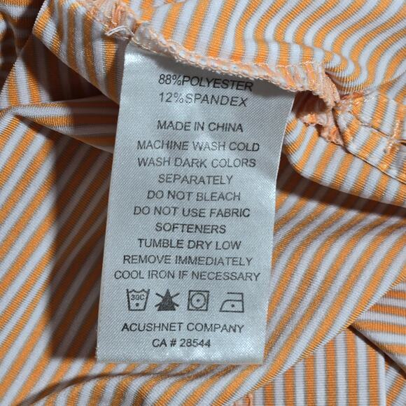Footjoy Golf Orange & Gray Stripe Polo Self‎ Collar Golf Polo L Elmcrest Logo - Picture 6 of 8